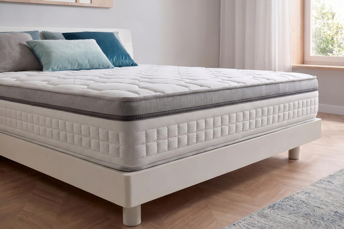 MATRATZE Grand Spring Hotel - 200X200 cm- Härtegrad H3/H4 - Weiß, Textil (200/200cm) - Moonia