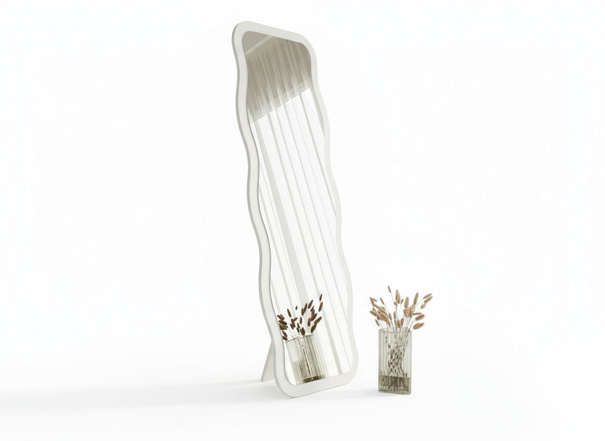 GANZKÖRPERSPIEGEL Weiss Wellenform,freistehend - Weiß, Holzwerkstoff (50/160/2cm) - Ibonto