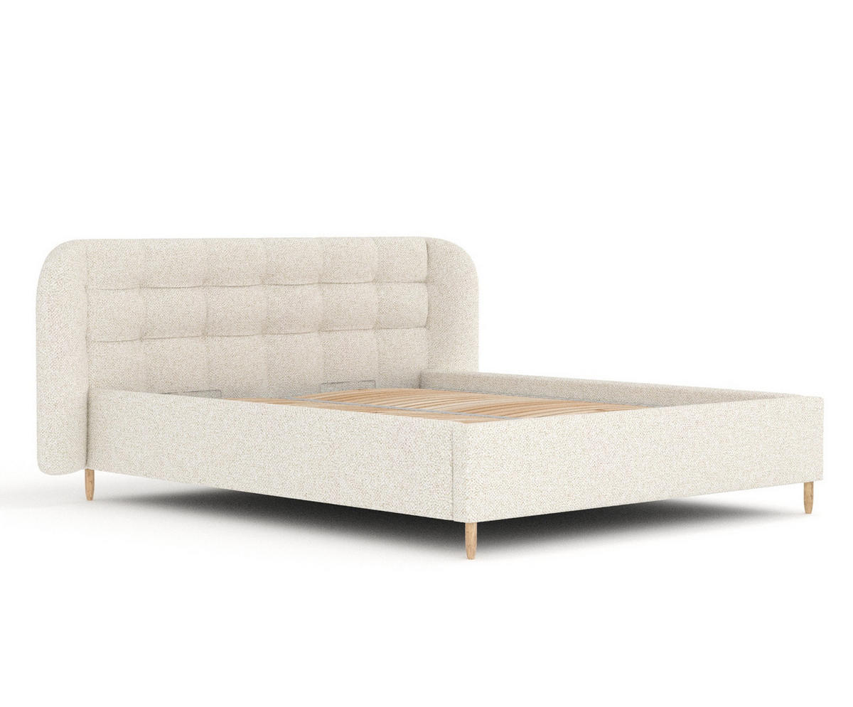 POLSTERBETT Nuno Creme 160/200 cm im Plüsch-Stoff - Creme/Naturfarben, Holz/Holzwerkstoff (160/200cm) - Maison de Reve