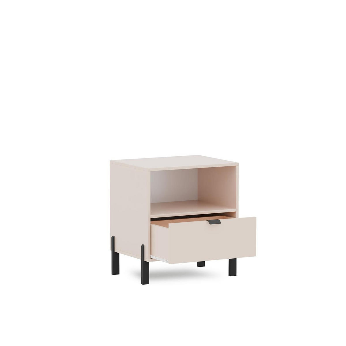 NACHTTISCH Calma Sandbeige, mit Schublade - Beige/Schwarz, Holzwerkstoff (57/55/45cm) - Bettso