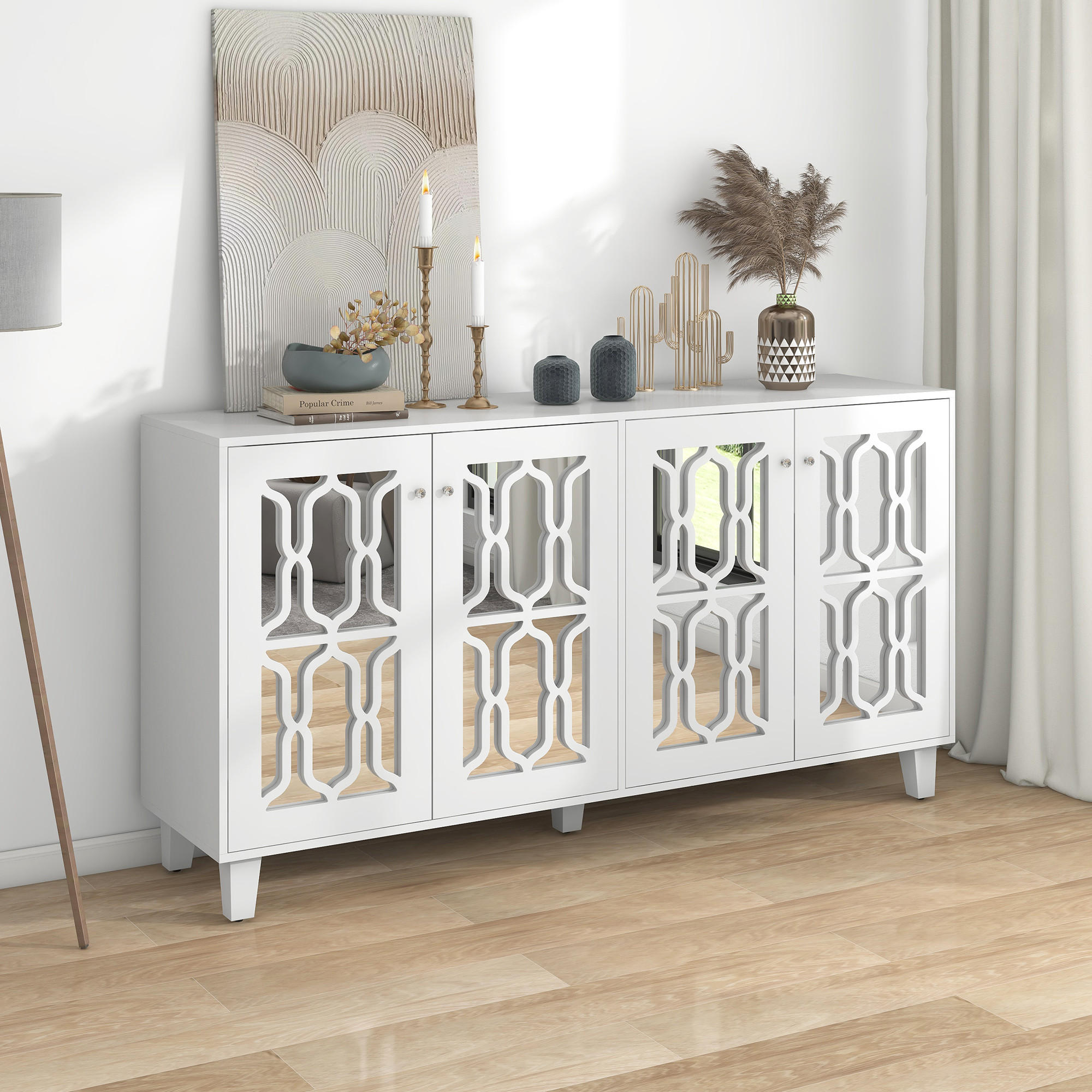 SIDEBOARD Weiß 160/40/84 cm - Weiß, Holz (160/84/40cm) - Urban Meuble