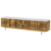 TV-BOARD Mango 200x40x50 hellbraun geölt / Marmor weiß MIAMI #105 - Braun, Holz (200/50/40cm) - Massivmoebel24