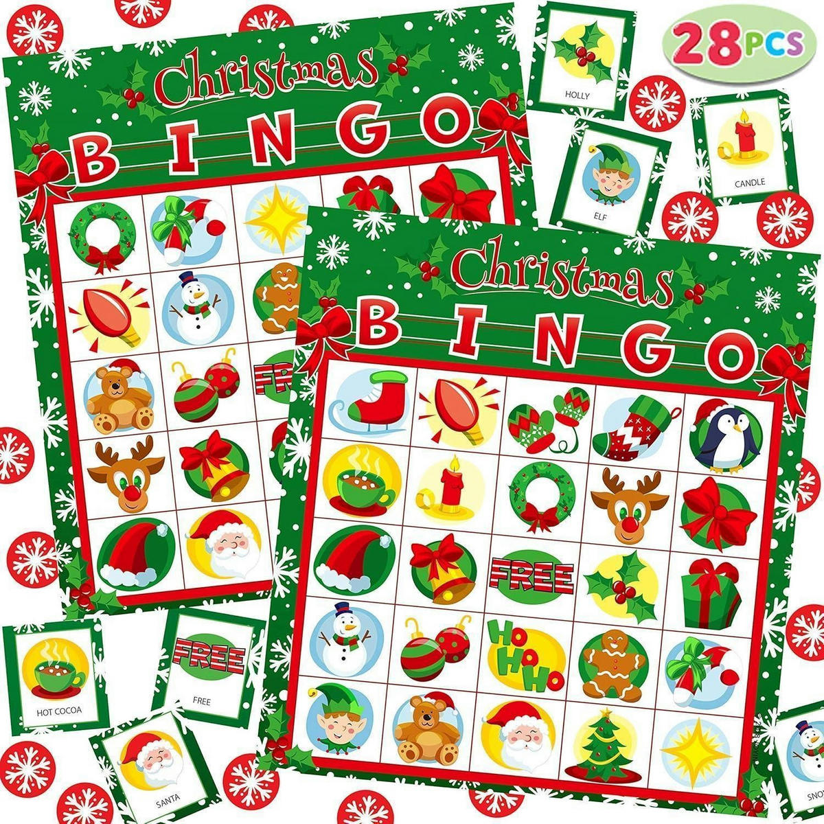 BINGO Kartenset Weihnachten 28 Spieler - Multicolor, Karton (16.3/17.7cm)