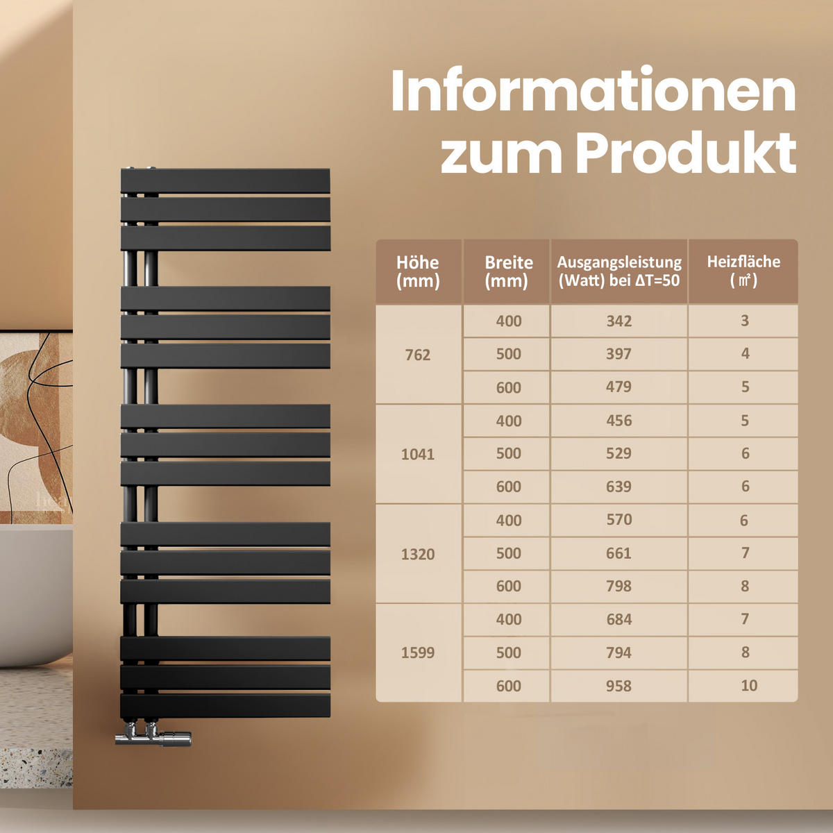 HEIZKÖRPER wasserführend Schwarz 104,1/40/5,9 cm - Schwarz, Metall (40/104.1/5.9cm) - EMKE