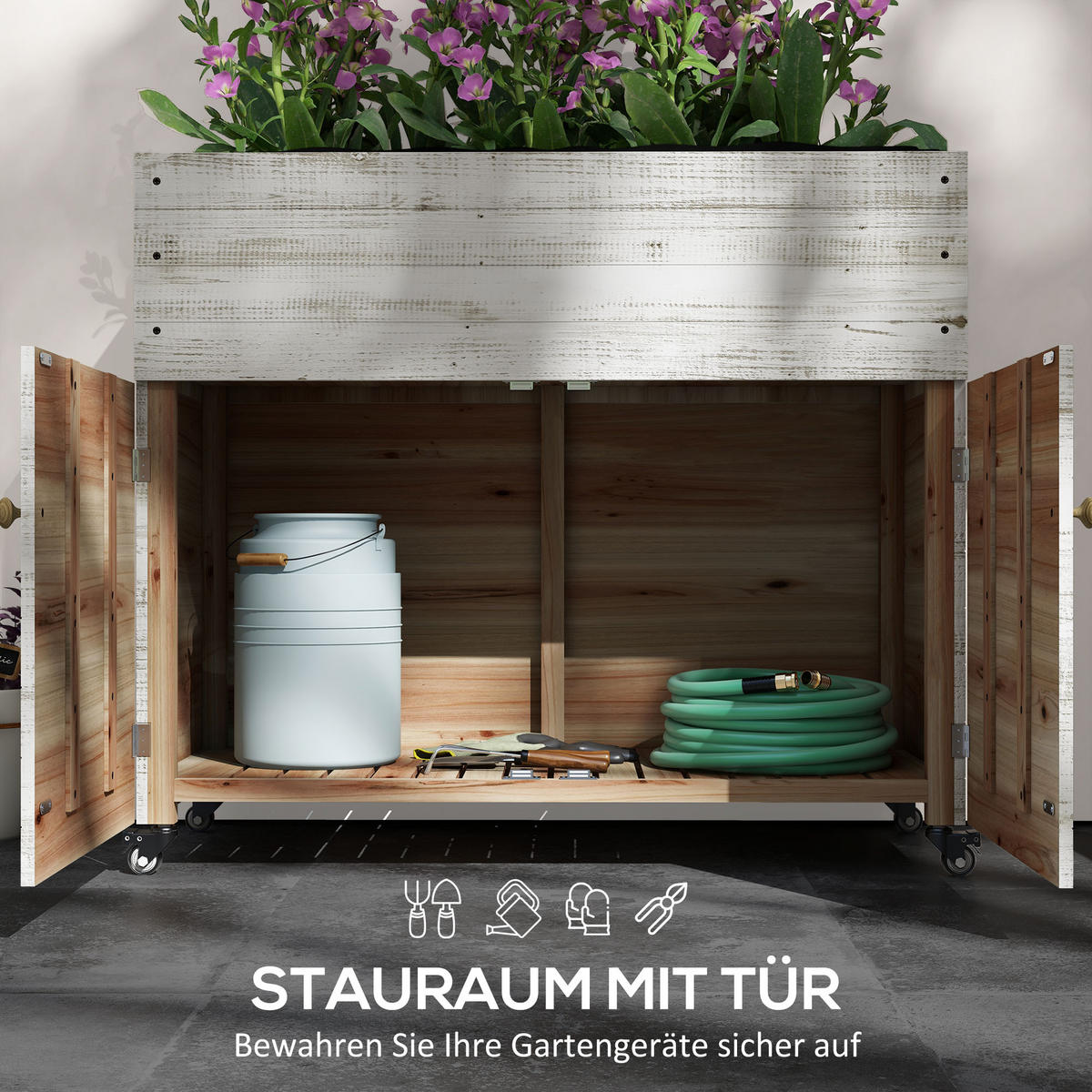 HOCHBEET, Weiß, Tannenholz - Weiß, Holz (50/95/110cm) - Outsunny