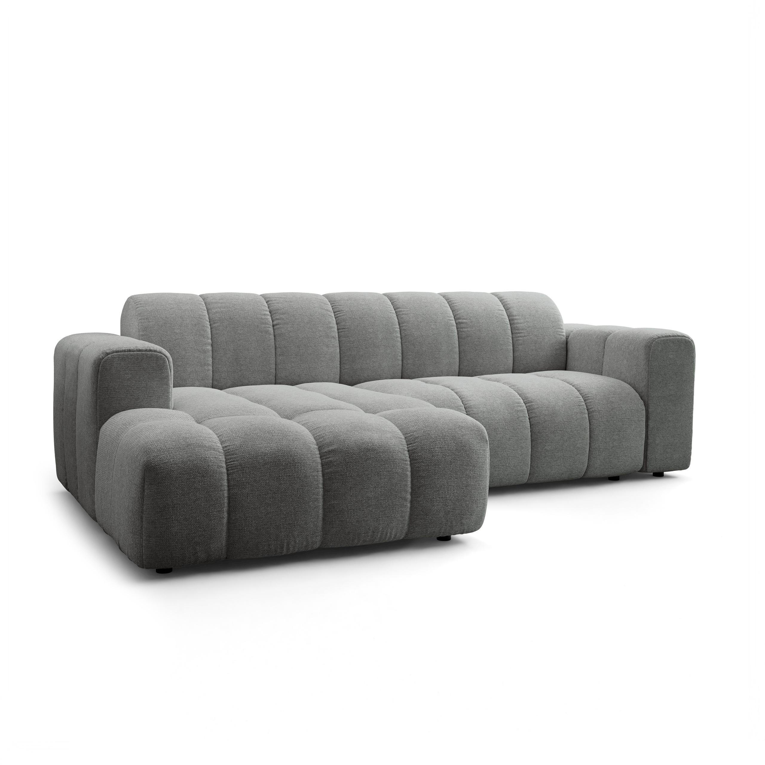 ECKSOFA TISI Grau Strukturstoff - Grau, Holz (274/165cm) - MASSENO