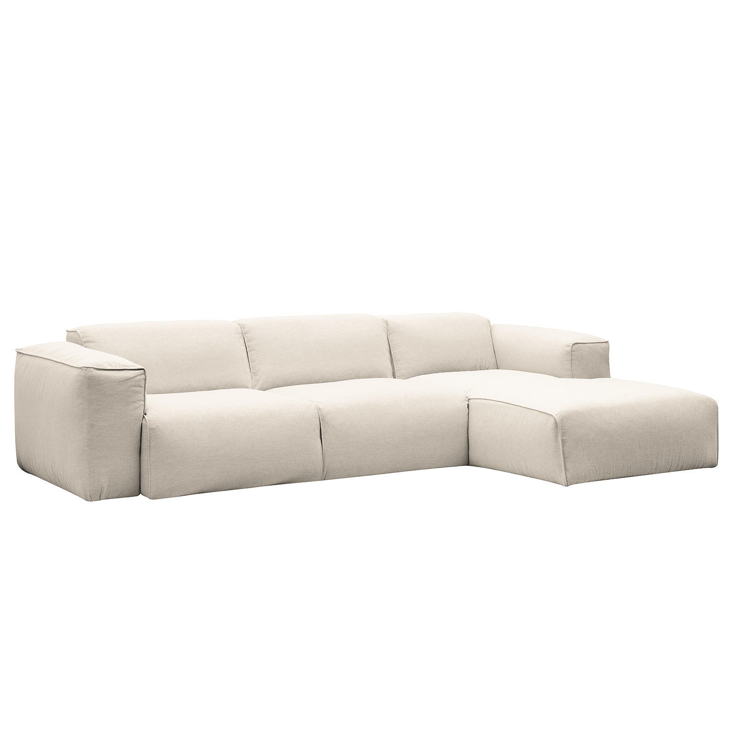 3-SITZER ECKSOFA mit Longchair - Beige/Schwarz, Textil (284/173cm) - home24