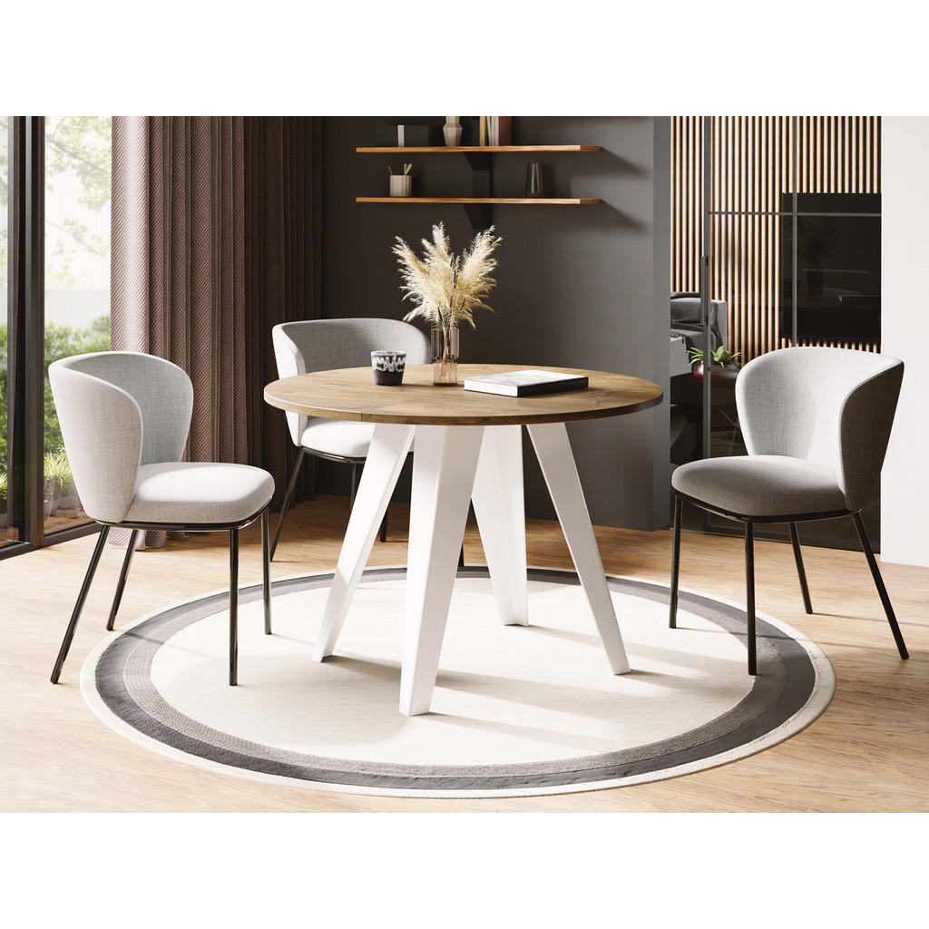 Thumbnail - WFL Group Esstisch, Eiche, Holzwerkstoff, 6-Sitzer, Rund,Rund, 90x76x90 cm, Esszimmer, Tische, Esstische