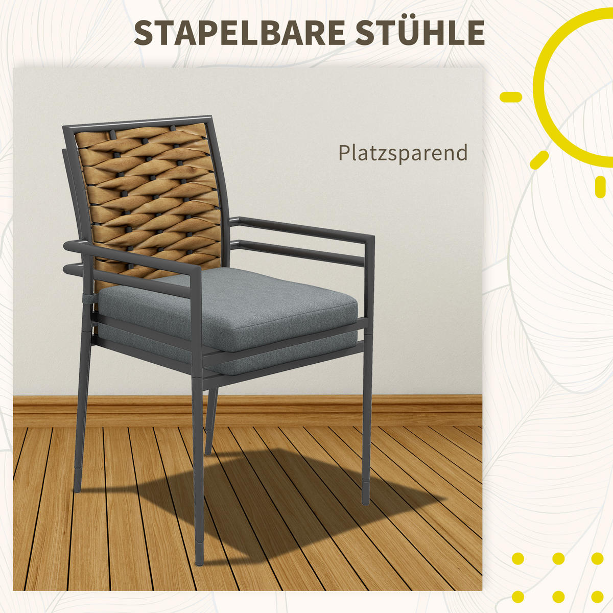 GARTENMÖBEL Set, Stahl, Polyester, Grau - Grau, Kunststoff/Metall - Outsunny