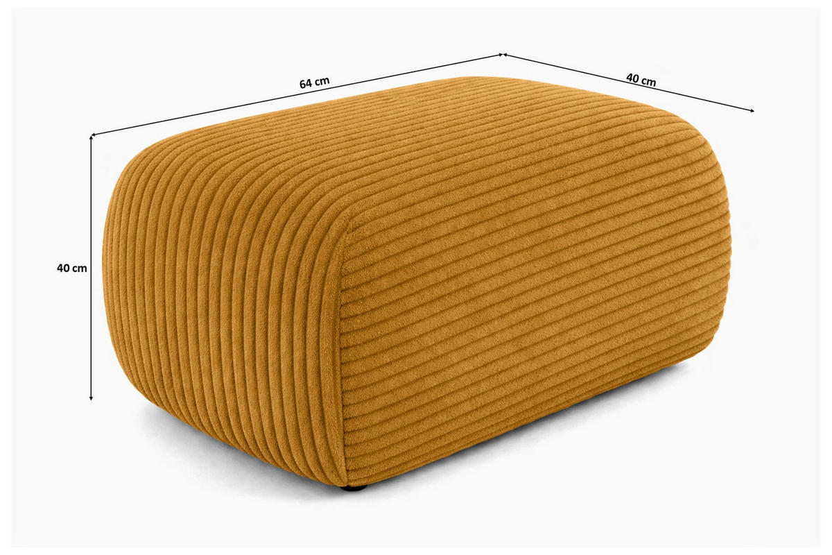 HOCKER Sitzpouf Für Wohnzimmer, Cordstoff Poso, Senffarbe, BIS - Gelb, Holz (64/40/40cm) - Kaiser Möbel