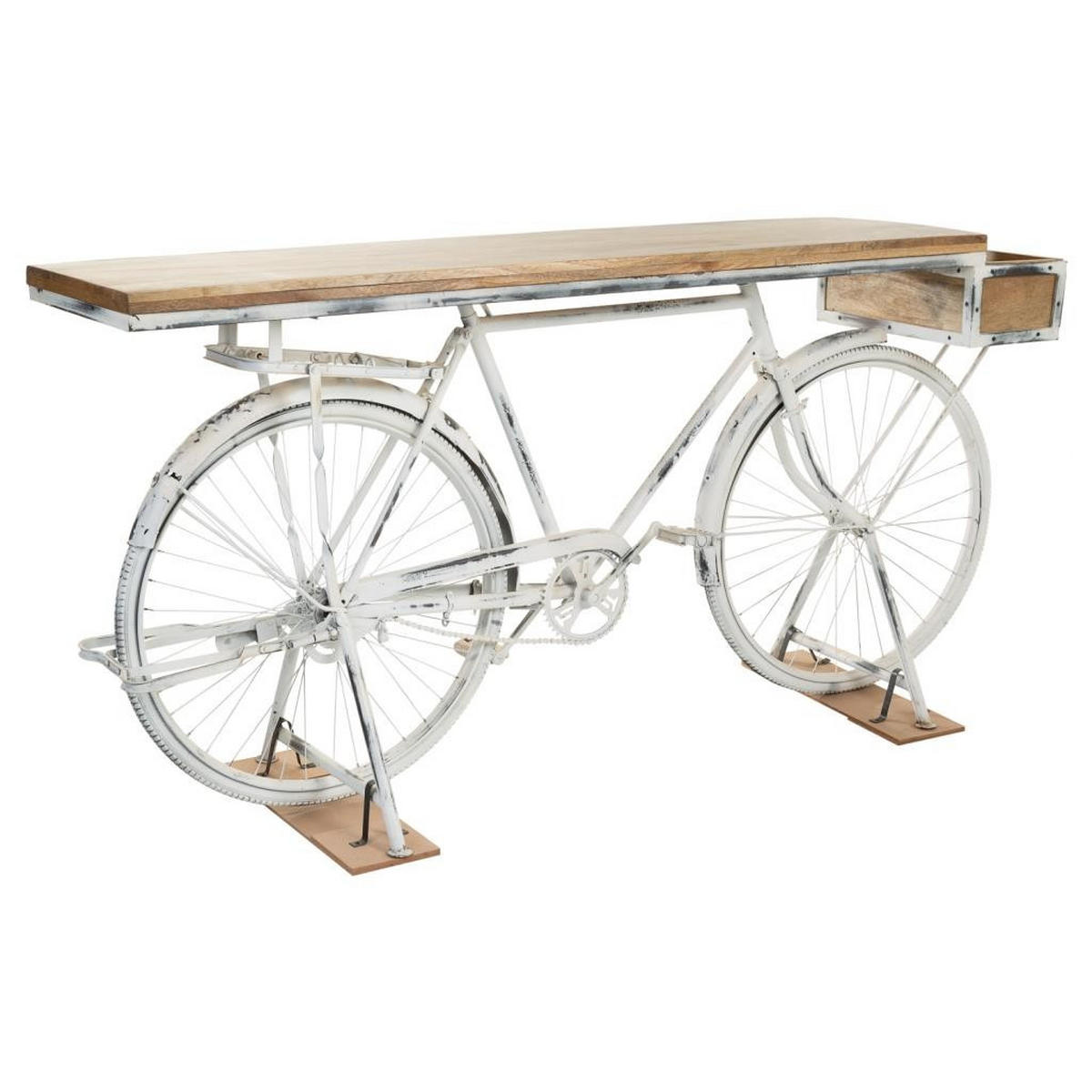 KONSOLE aus Holz und Metall 198x50x90 cm - Weiß, Metall (50/198/90cm) - Wanderlust