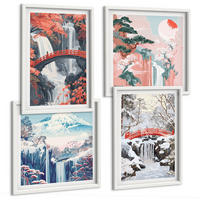 BILDER SET 4er Set - 50x50 cm & 40x60 cm Weißer Rahmen - Berglandschaften und Wasserfälle - Weiß, Kunststoff (50/50cm) - TULUP