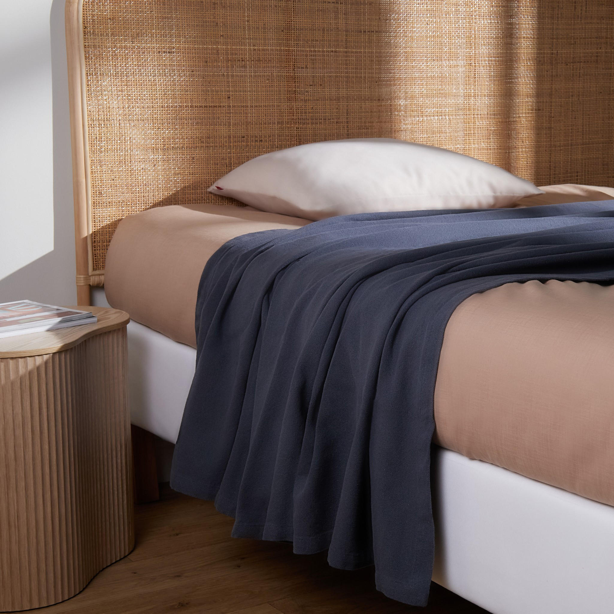 BAUMWOLLBETTDECKE Taromina - Dunkelgrau, Textil (200/220cm) - home&you
