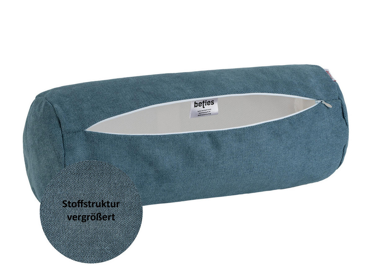 NACKENROLLENHÜLLE FarbTon Chenille-Haptik nordlicht-blau 40/15 cm - Blau, Textil (15/40cm) - beties Heimtextil