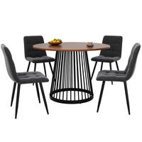 ESSTISCHSET 5-Teilig Rund 80 Cm, Walnuss MDF, 4 Samtstühle - Walnussfarben, Metall (80/76/80cm) - FLIEKS