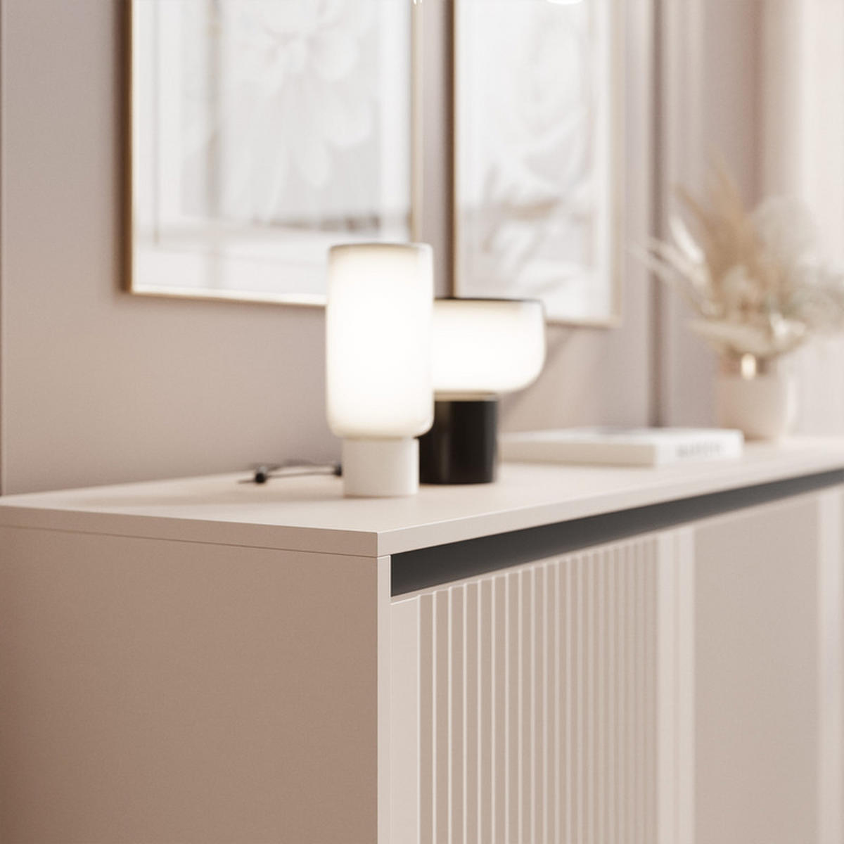 KOMMODE LIRA 149 cm, Beige - Beige/Schwarz, Holzwerkstoff/Metall (149/100/40cm) - Idohome