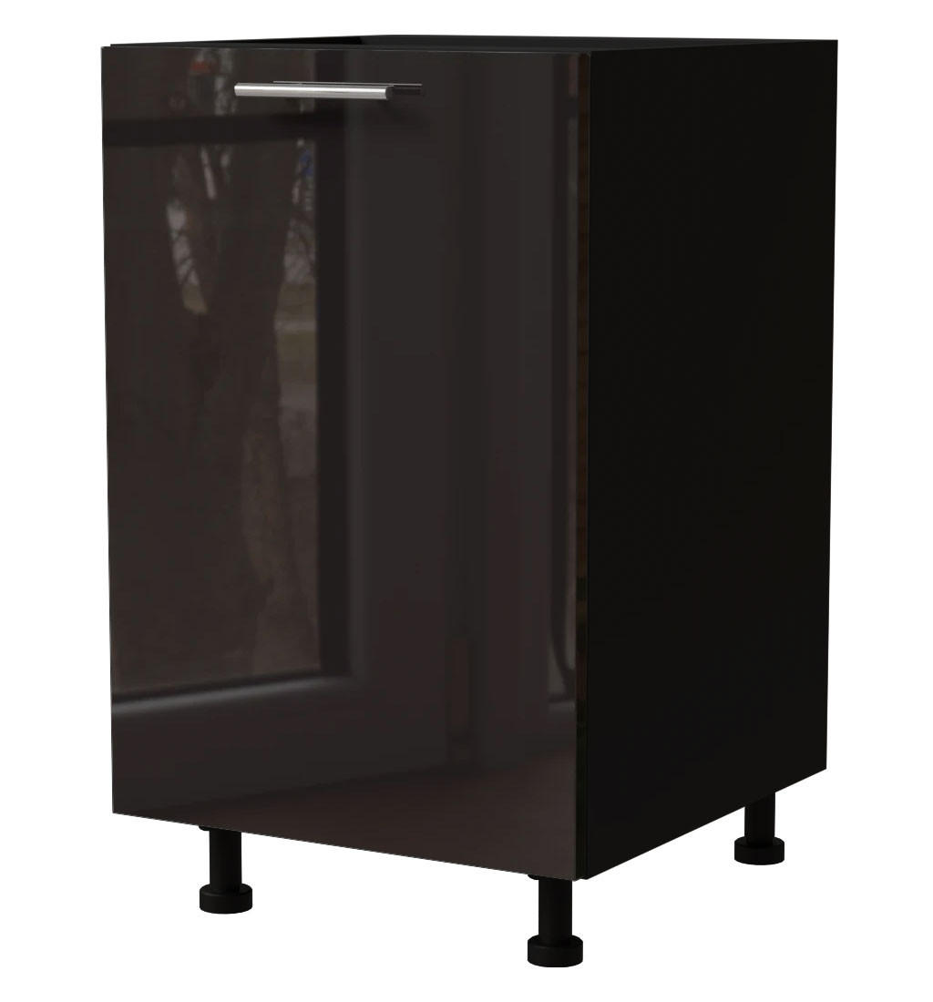 KÜCHENUNTERSCHRANK Essen D1D/50 Schwarz Hochglanz / Schwarz Matt 50 / 50 / 82cm - Schwarz Hochglanz/Schwarz, Holz/Holzwerkstoff (50/82/50cm) - Feldmann-Wohnen