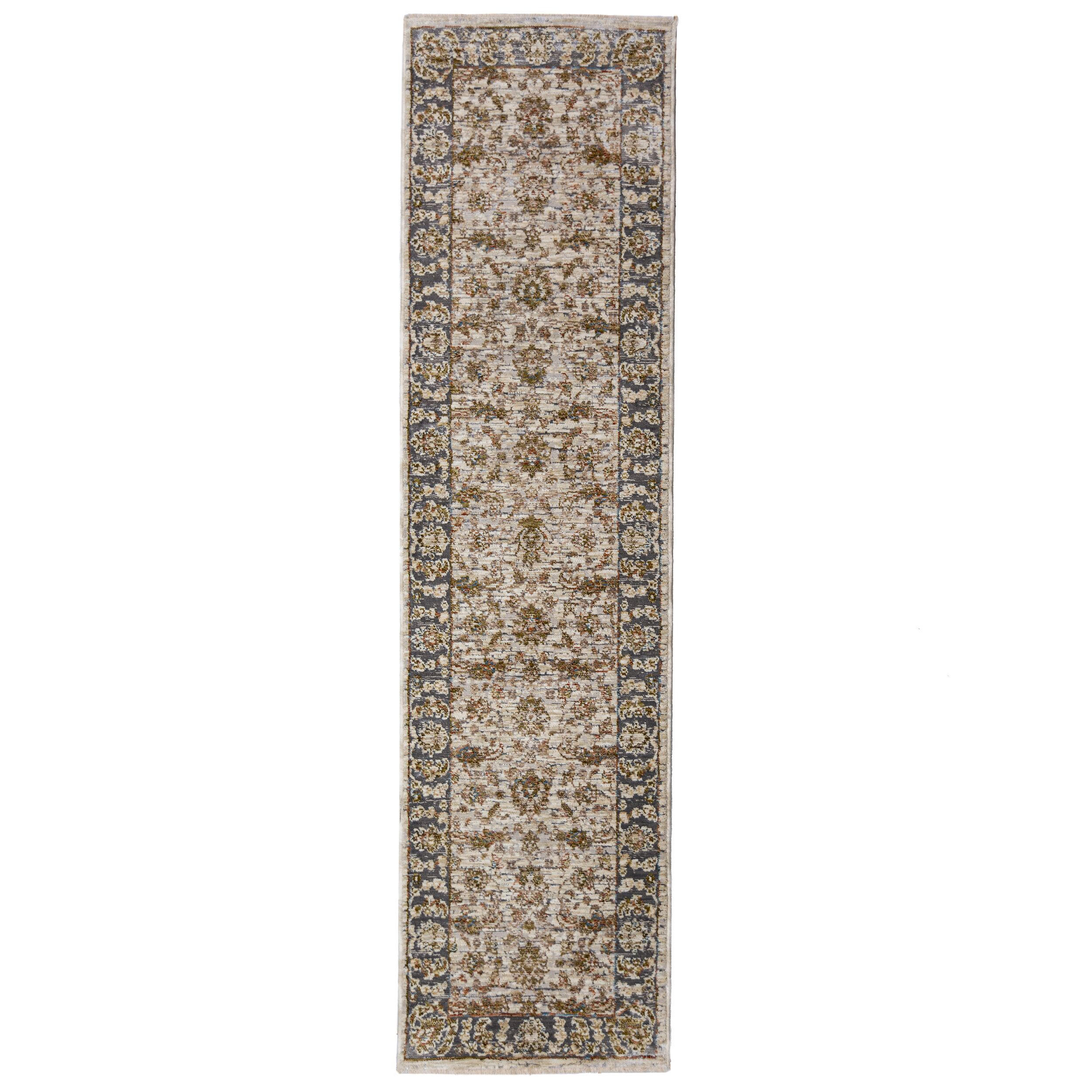 ORIENTTEPPICH Vintage Blumen-Muster, Wohnzimmer Erdtöne-Grün Läufer 60x230 - Grün, Textil (60/230cm) - KADIMA DESIGN