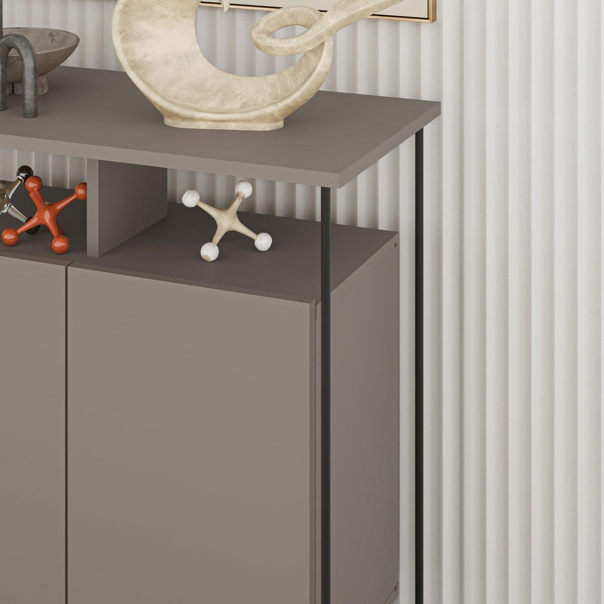 SIDEBOARD 2 Türen mit Metallfüßen B80 cm - DILLY - Braun, Holzwerkstoff (40/80/25.2cm) - Calicosy