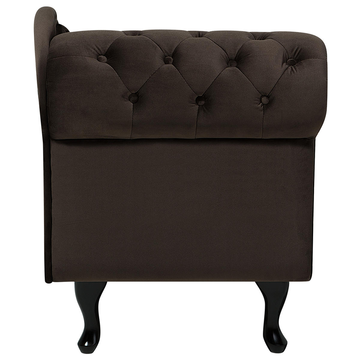 CHAISELONGUE Samtstoff dunkelbraun linksseitig Nimes - Schwarz/Braun, Textil (170/79/61cm) - Beliani