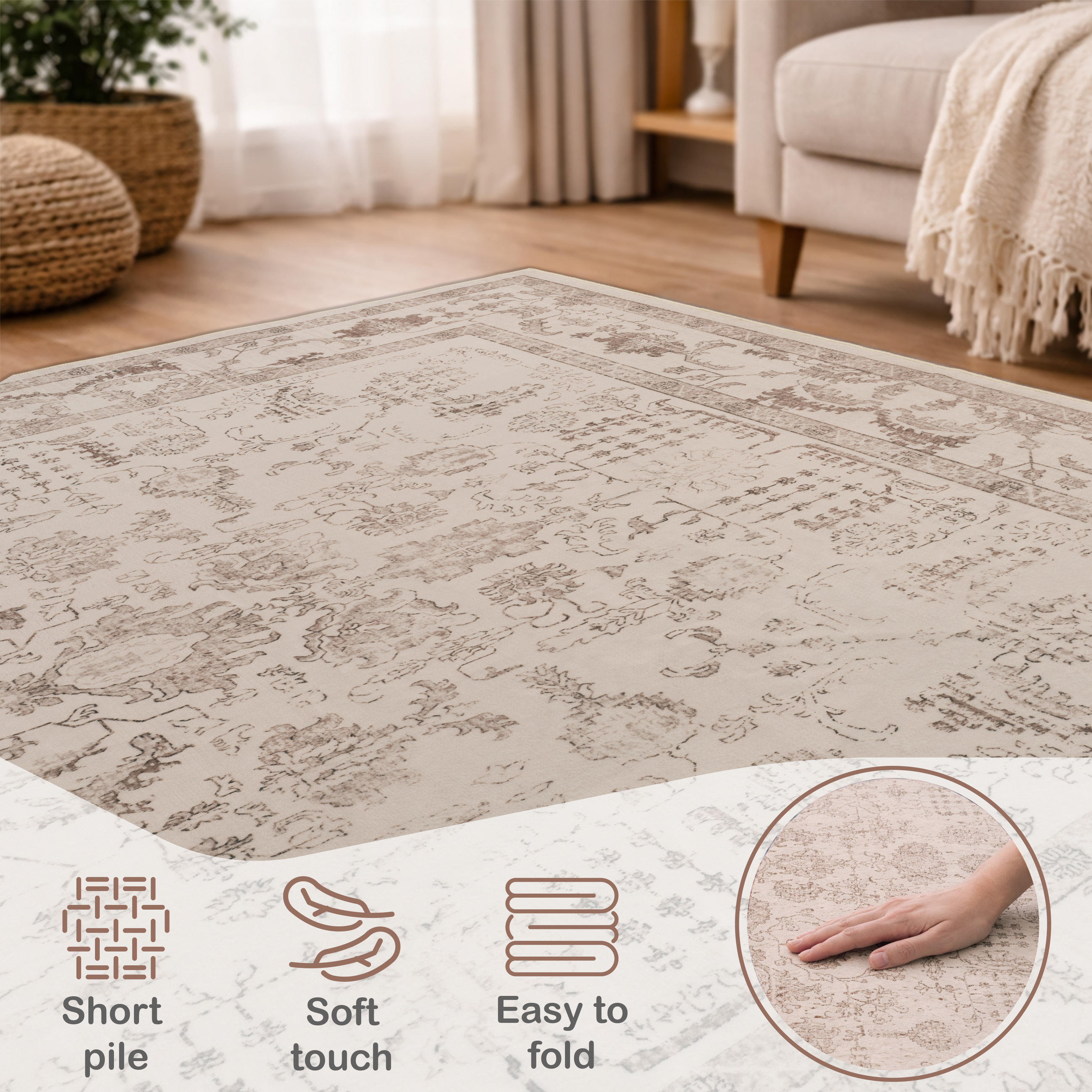 Paco Home Kurzflorteppich Beige 200x280 cm