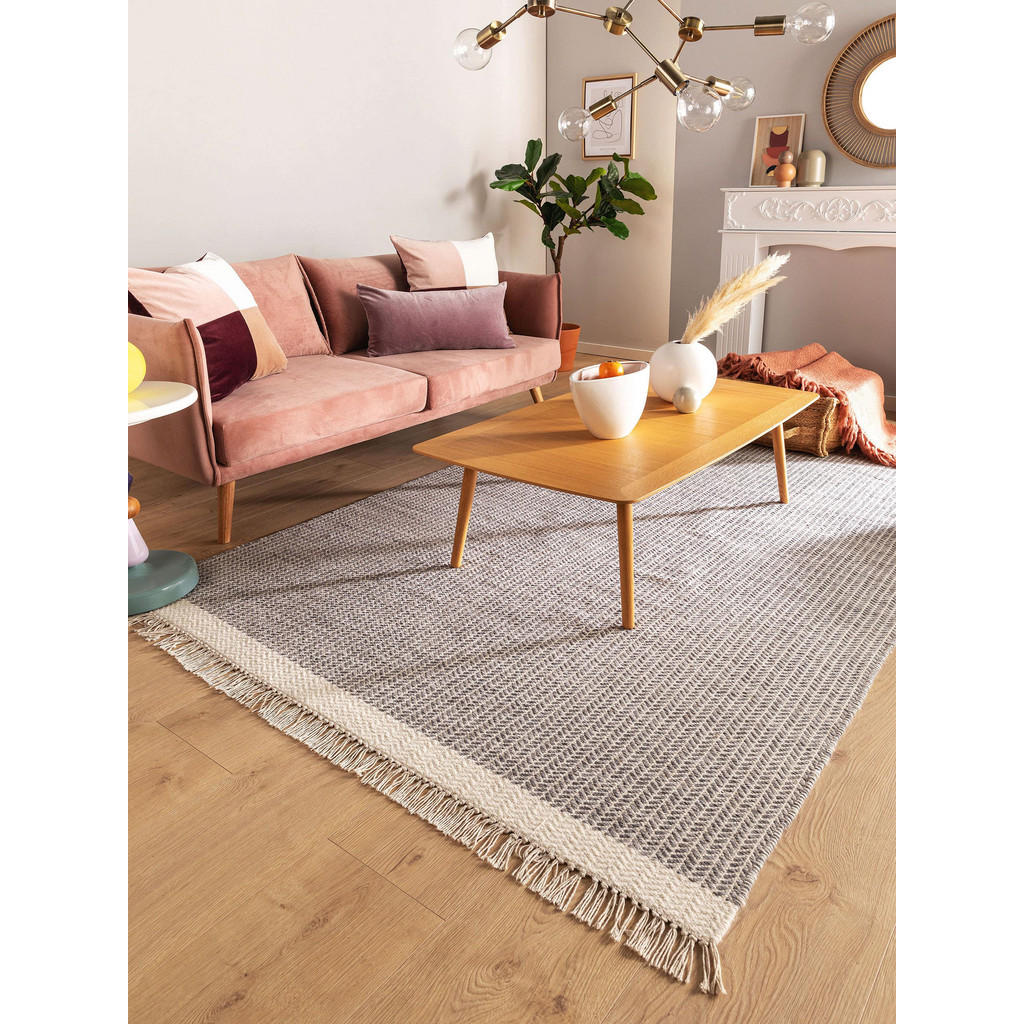 Thumbnail - benuta Pure Wollteppich, Grau, Textil, Grafikmuster, Rechteckig, 80x120 cm, Gots, pflegeleicht, Teppiche & Böden, Teppic...