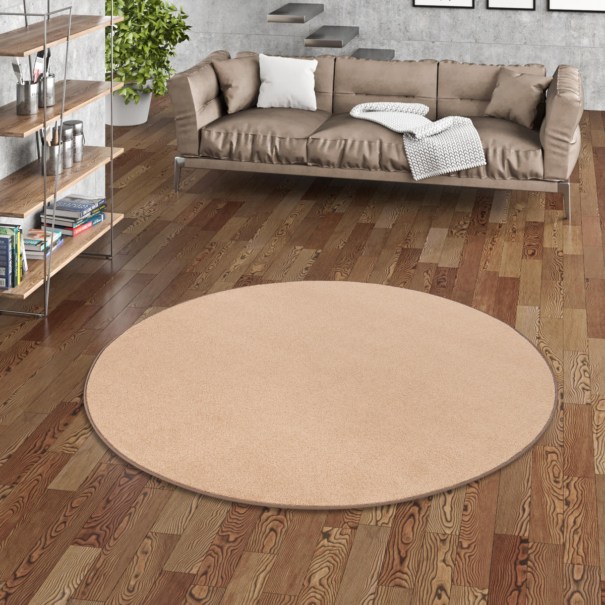TREND VELOURS TEPPICH JOY RUND - Cognac, Textil (200/200cm) - Snapstyle
