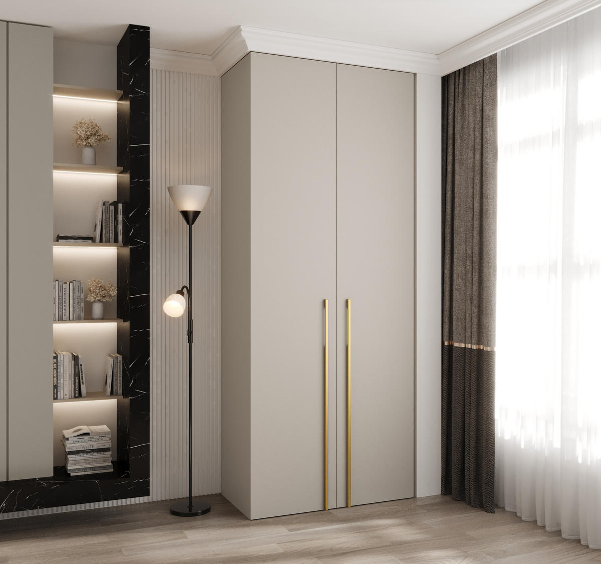 DREHTÜRENSCHRANK 245,5/100/50 2-türig - Kaschmir/Goldfarben, Holz/Metall (100/245.5/50cm) - Abiks Möbel