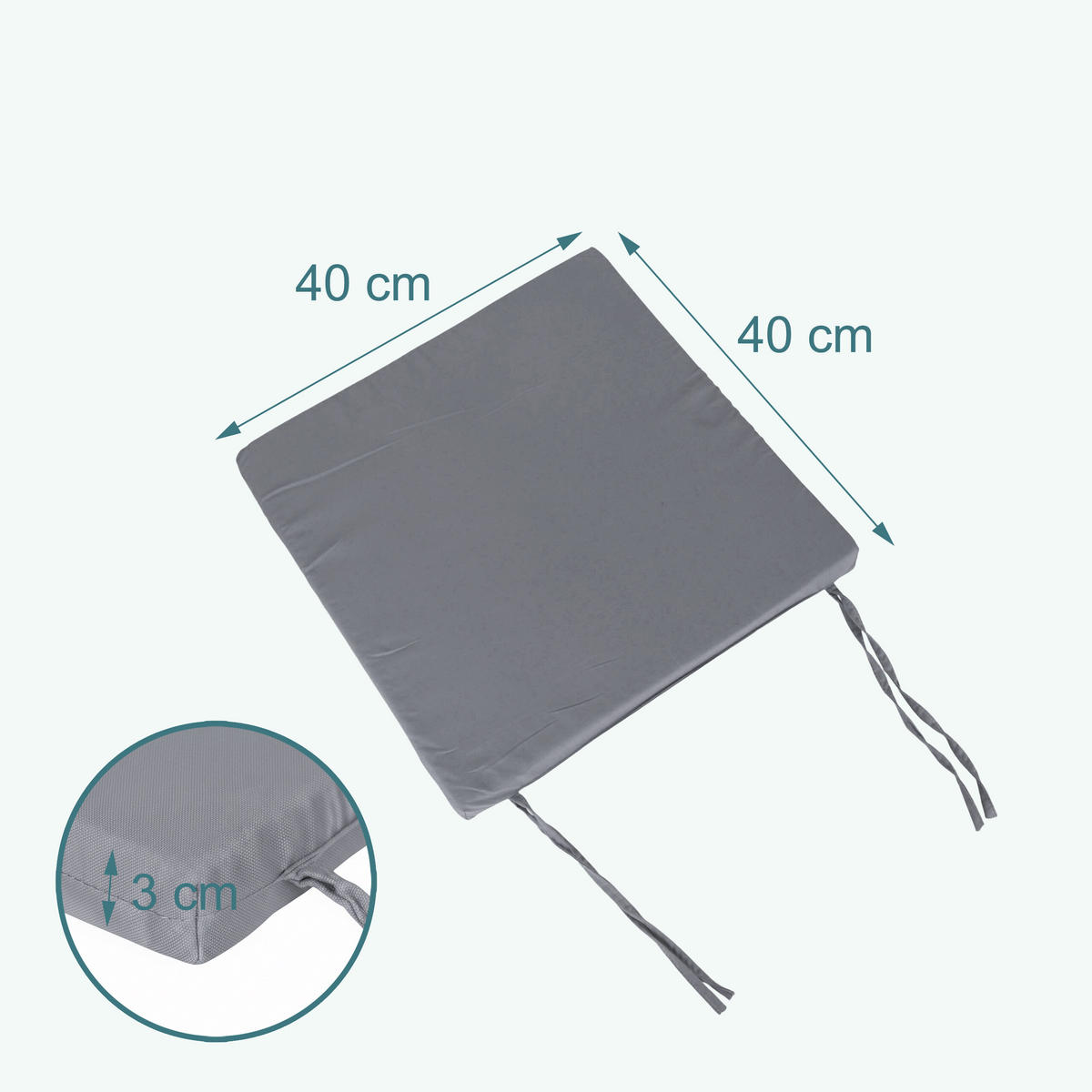 4XSTUHLKISSEN - Anthrazit, Textil (40/40/3cm) - Relaxdays