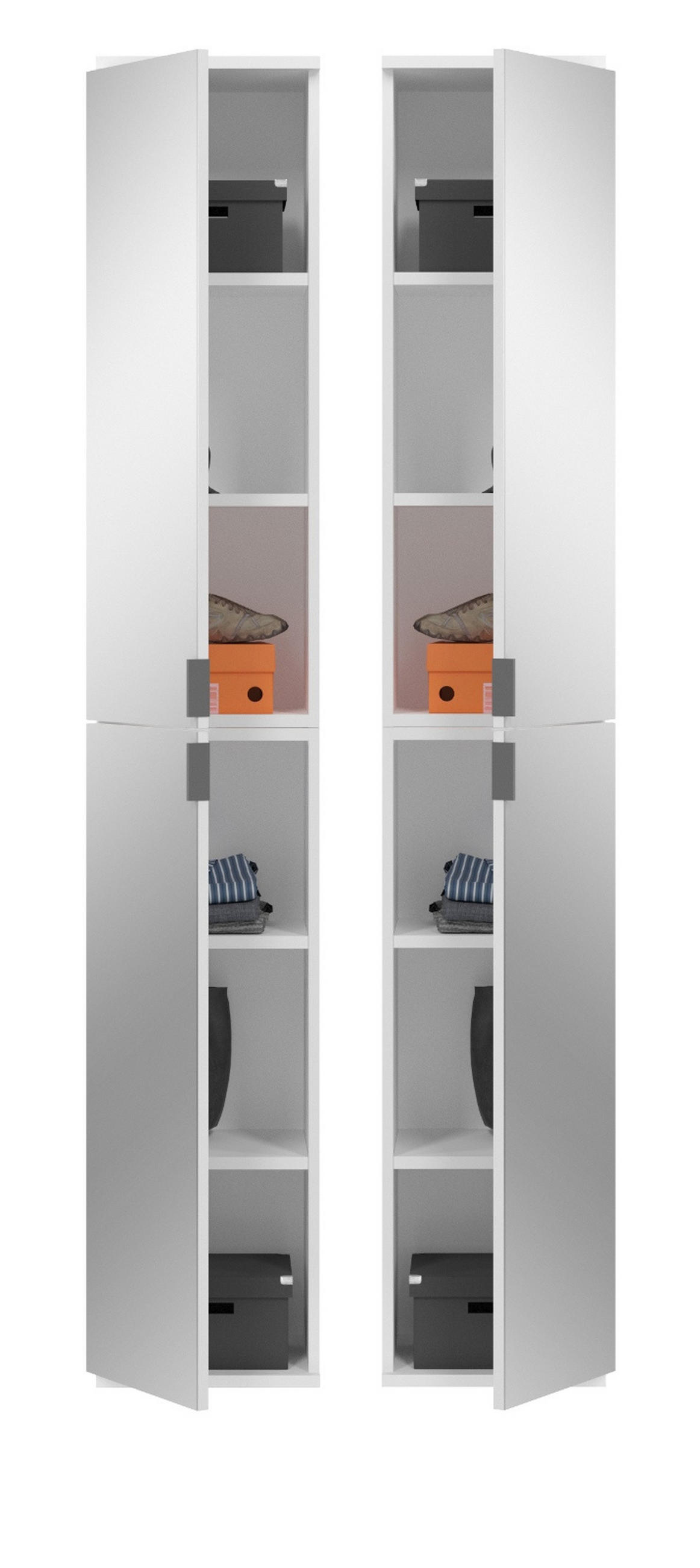 SCHUHSCHRANK weiß 30 cm 2-türig, Flurschrank mit Spiegel - Chromfarben/Weiß, Holzwerkstoff/Metall (30/193/34cm) - Inn.Furn