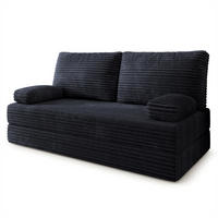POHOVKA z pěny SILAR s funkcí spaní Manšestrová látka Černá - černá, textil (170/86/80cm) - MASSENO