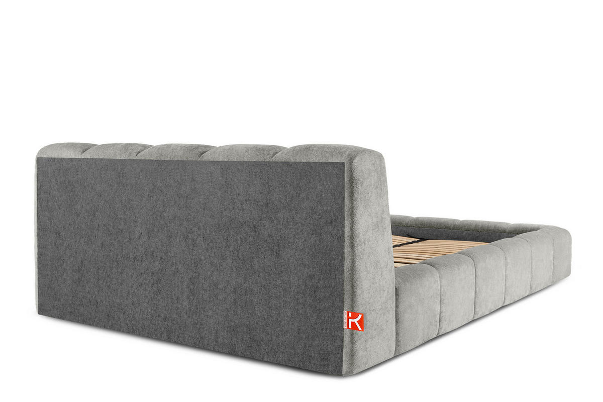 POLSTERBETT OLMIRA - Hellgrau/Schwarz, Holz/Holzwerkstoff (182/203cm) - KONSIMO®