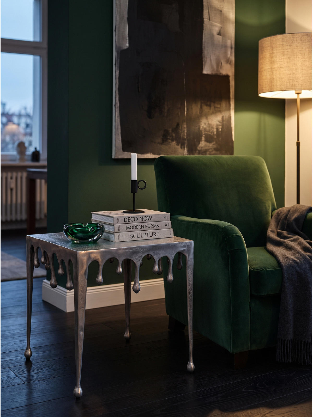 BEISTELLTISCH GARD, Aluminium, handgefertigt, Silber, 45,5 x 45,5 x 51 cm - Silberfarben, Metall (45.5/45.5/51cm) - KADIMA DESIGN