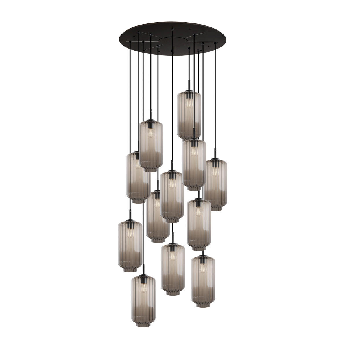 GALERIELEUCHTE Velo 12-flammig Klar Ø 18cm - Klar/Schwarz, Glas (18/18/33cm) - s.luce