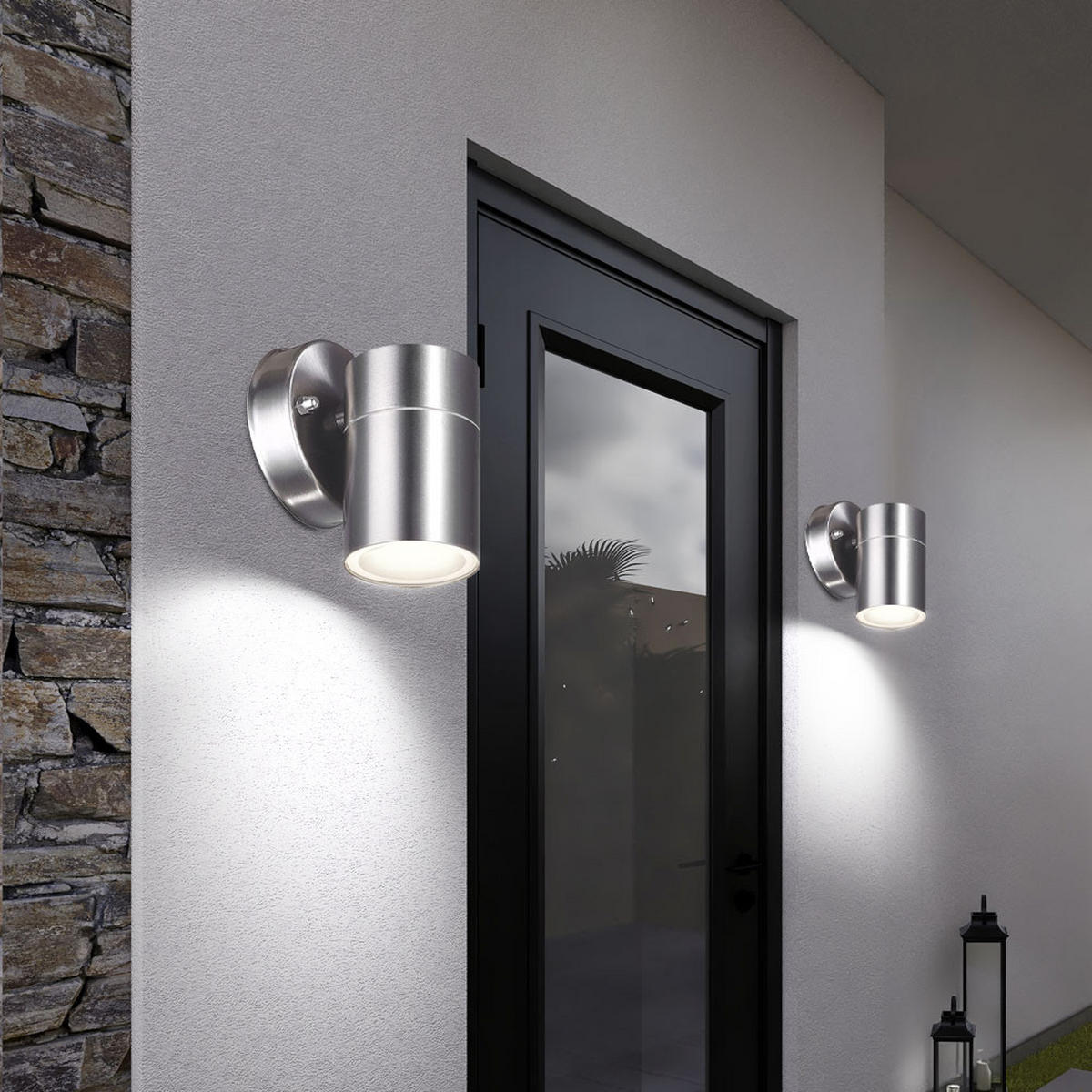 LED AUSSEN-WANDLEUCHTE Edelstahl Silber - Silberfarben, Glas (6/11/9.2cm)