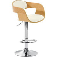 BARHOCKER Lederlook natura/weiß - Eukalyptusholzfarben/Weiß, Textil/Metall (50/88/48cm) - CLP