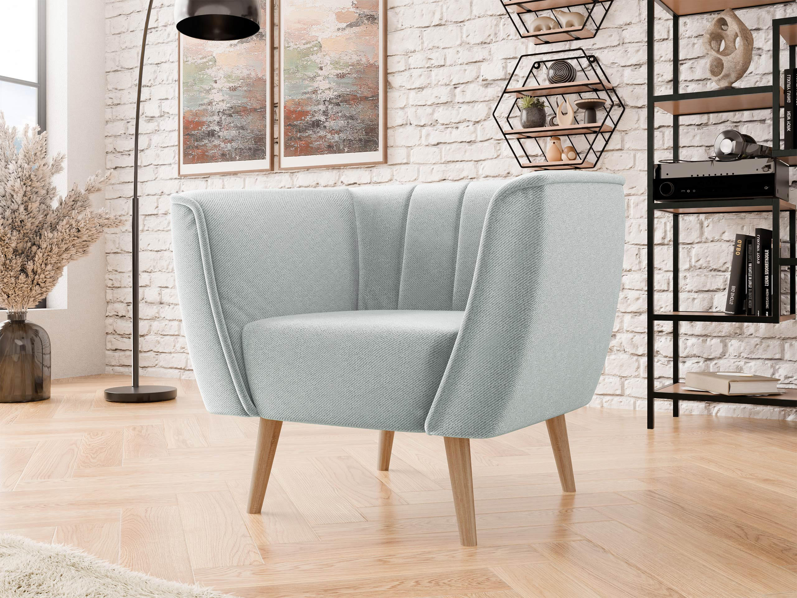 SESSEL Pas 1 - Hellgrau/Naturfarben, Holz/Textil (82/75/74cm) - MIRJAN24