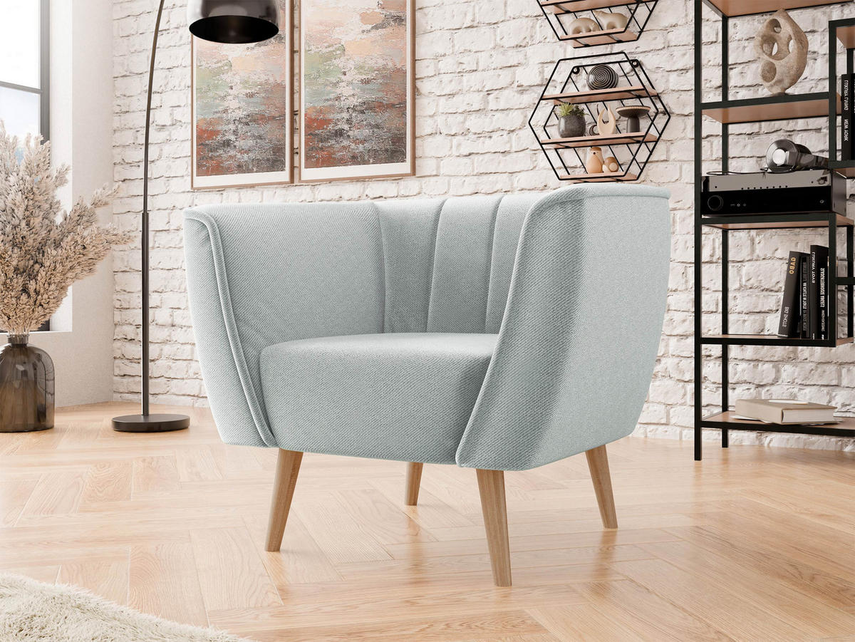 SESSEL Pas 1 - Hellgrau/Naturfarben, Holz/Textil (82/75/74cm) - MIRJAN24