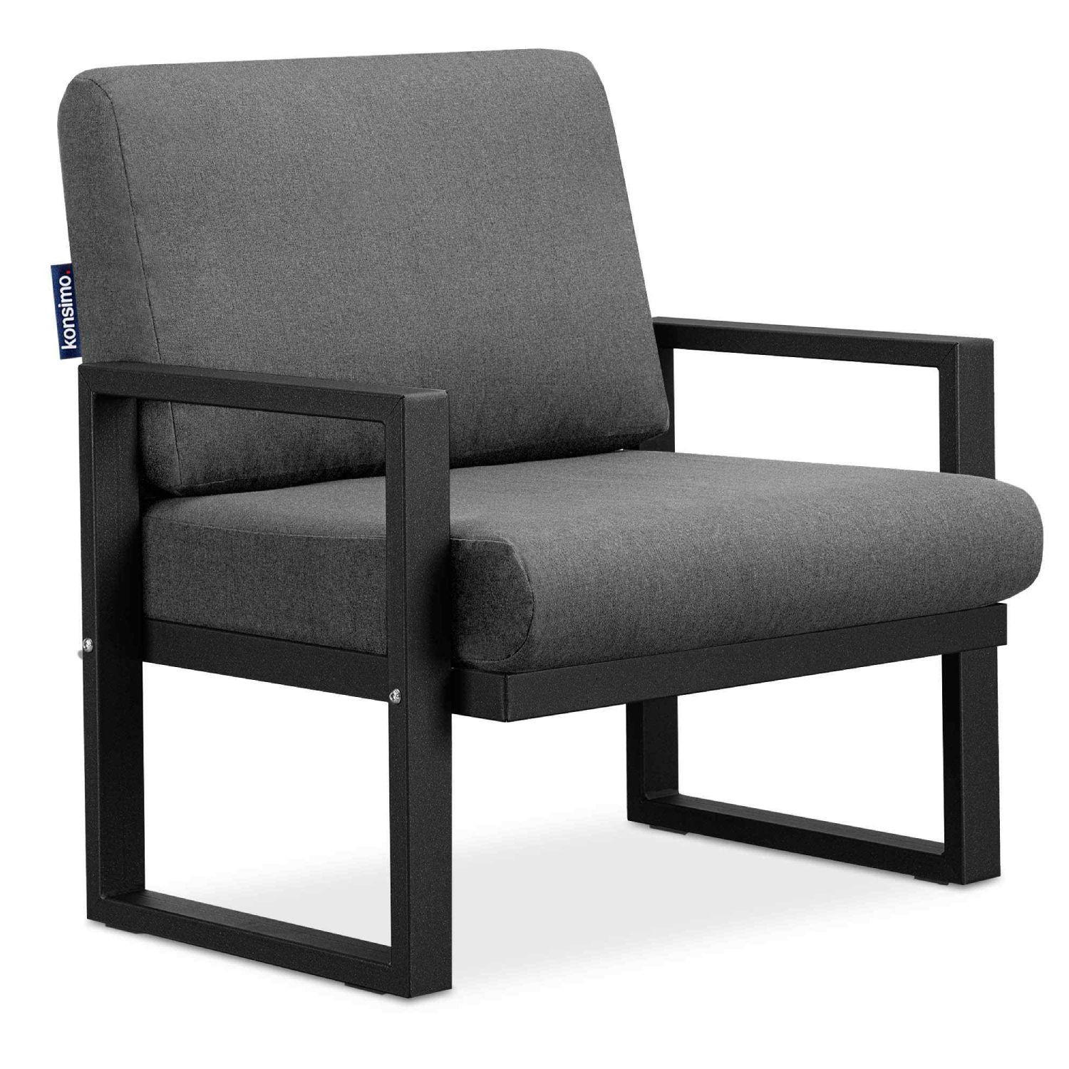 GARTENSESSEL FRENA ,Schwarz/Grau - Schwarz/Grau, Textil/Metall (70/65/60cm) - KONSIMO®