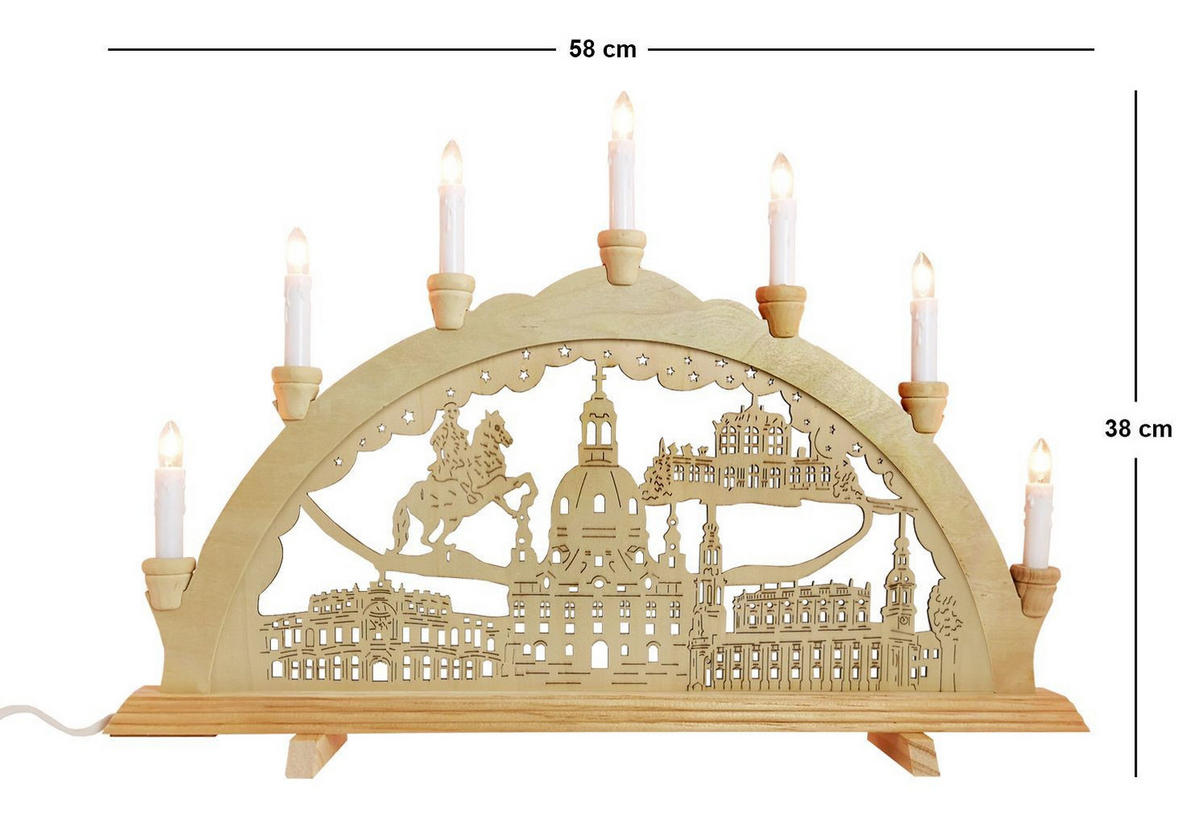 SCHWIBBOGEN Dresden 7-flammig - Multicolor, Holz (0.1/1/0.1cm) - Dekoteam24