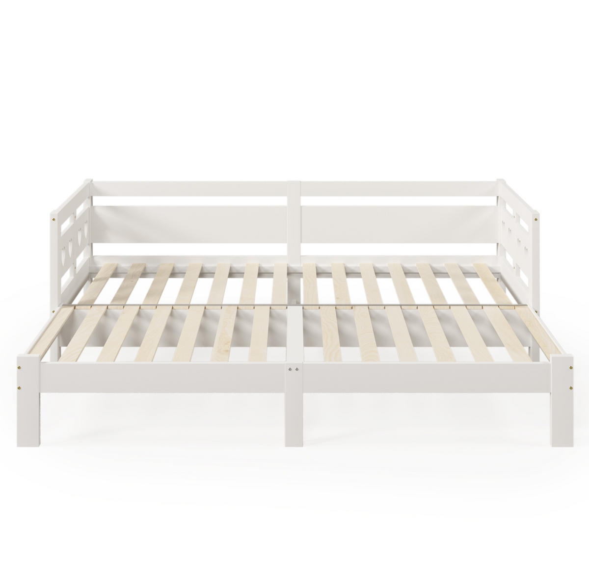 OBLAZINJENA postelja iz lesa, 98-187/206/66 cm bela, raztegljiva z 2. ležiščem - bela, leseni material (90/200cm) - BEAOK