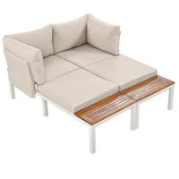 GARTENMÖBEL 120x60x66cm beige aus Stahlverzinkt und Akazie - Beige, Metall - Modfu