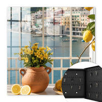 SCHLÜSSELBOX Schwarz 30x30 cm- Türöffnung nach rechts - Urlaubslandschaft - Blau, Metall (30/30/5cm) - TULUP