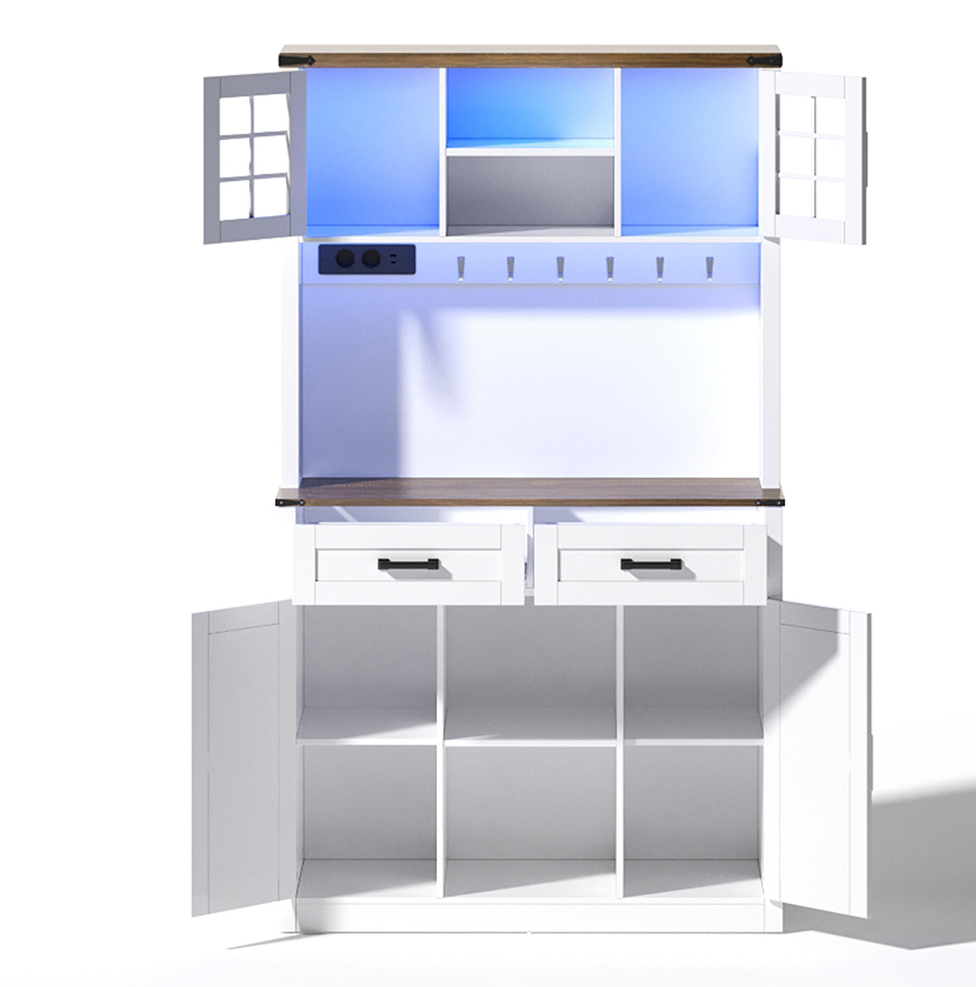 BUFFET 100/40/172 cm Braun/Weiß aus MDF mit LED-Beleuchtung - Braun, Holzwerkstoff (40/172/100cm) - OKMYHOME