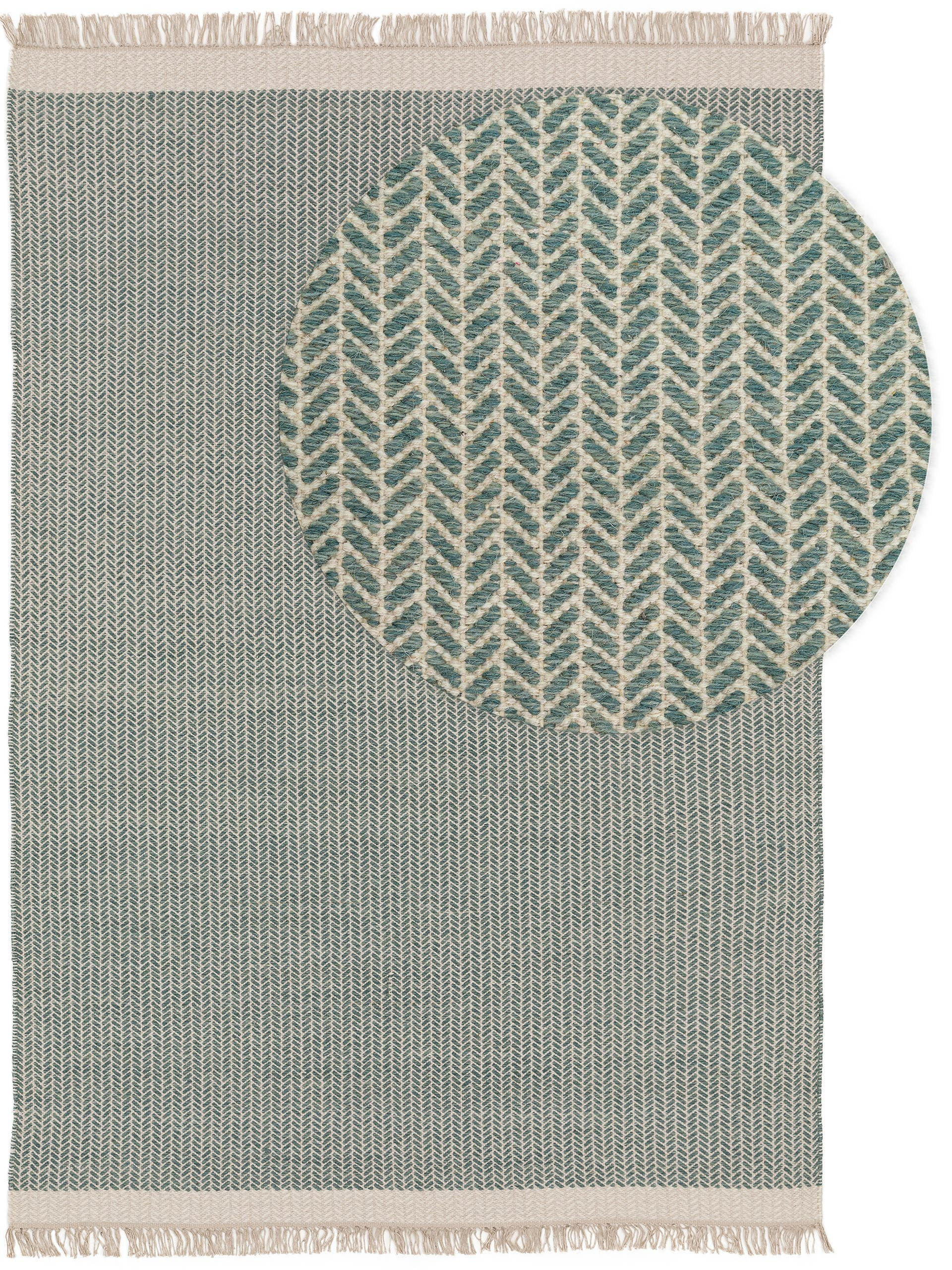 WOLLTEPPICH Kim Mint 160x230 cm - Mintgrün, Textil (160/230cm) - benuta Pure