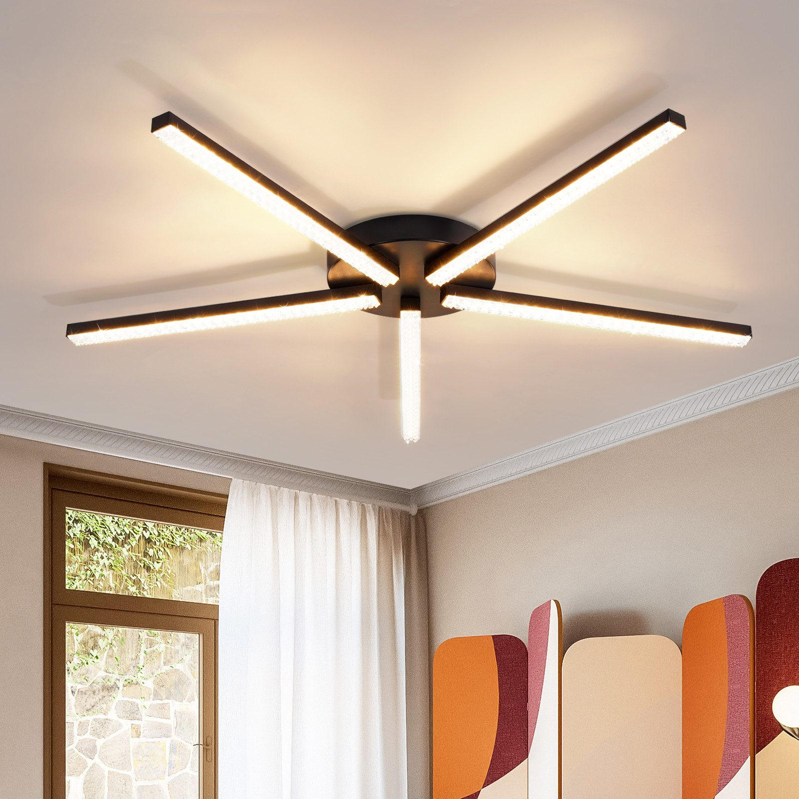 LED-DECKENLEUCHTE Eva 63.3/60.2/4.3 cm - Schwarz, Metall (63.3/60.2/4.3cm) - Nettlife