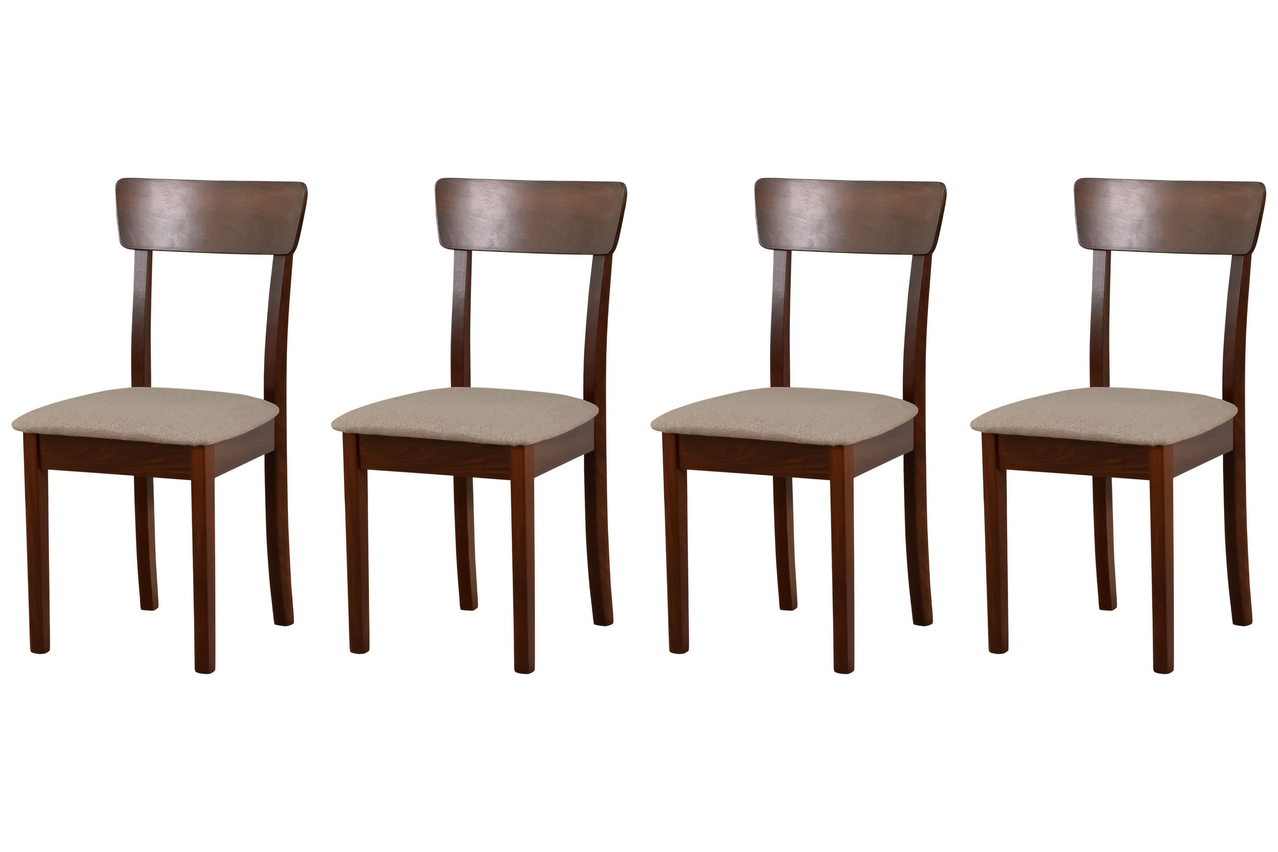 STUHL Hugo 1 (4er Set) - Graubraun/Nussbaumfarben, Holz (43/86/40cm) - Leaf Design