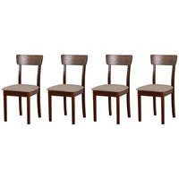 STUHL Hugo 1 (4er Set) - Graubraun/Nussbaumfarben, Holz (43/86/40cm) - Leaf Design