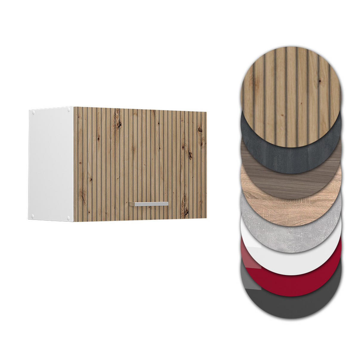HÄNGESCHRANK R-Line Artisan-Eiche 60 cm Flach - Weiß/Eiche Artisan, Holzwerkstoff (60/40/31cm) - Vicco