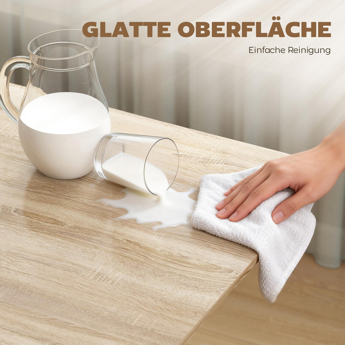 ESSTISCH aus Spanplatte 120/80/73 cm Eiche - Eichefarben/Schwarz, Holzwerkstoff/Metall (120/80/73cm) - HOMCOM